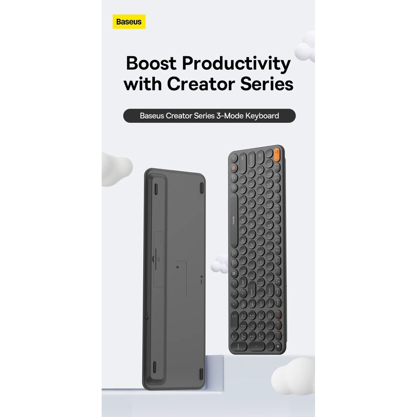 Baseus K01B Wireless Tri-Mode Keyboard Frosted Gray - 105 Keys (Boxed) — Buy in Cyprus with Fast Delivery