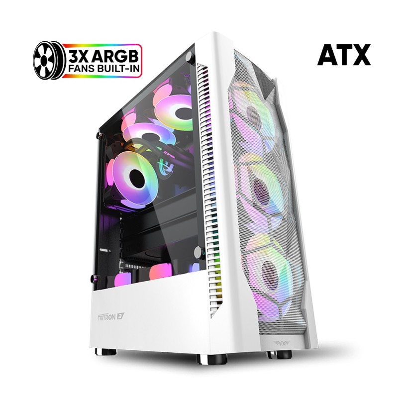 Armaggeddon Gaming Case TRITRON 3 ATX 3xARGB White (Boxed) — Buy in Cyprus with Fast Delivery
