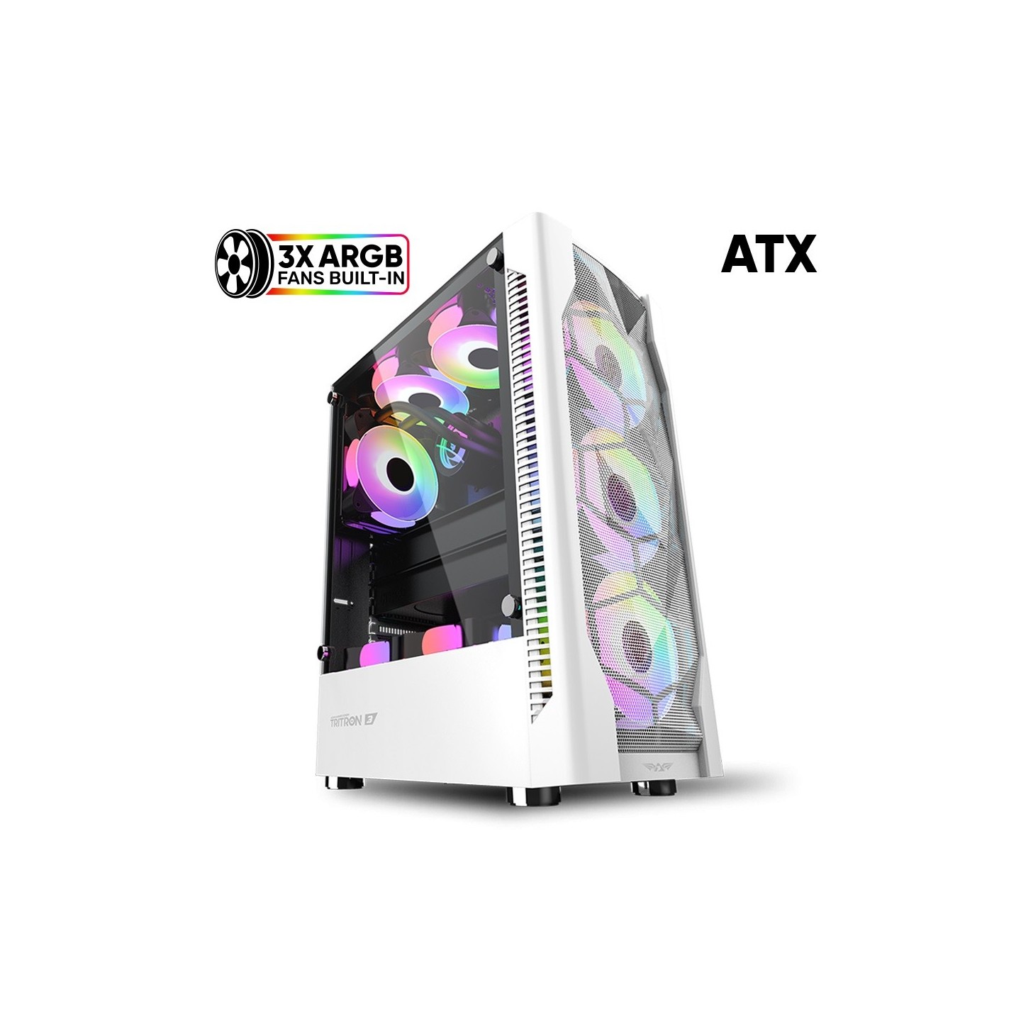 Armaggeddon Gaming Case TRITRON 3 ATX 3xARGB White (Boxed) — Buy in Cyprus with Fast Delivery