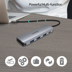 Unitek H1107C USB-C Hub 3x USB 5Gbps + SD/MicroSD + 100W PD | Space Grey — Armenius Store Cyprus