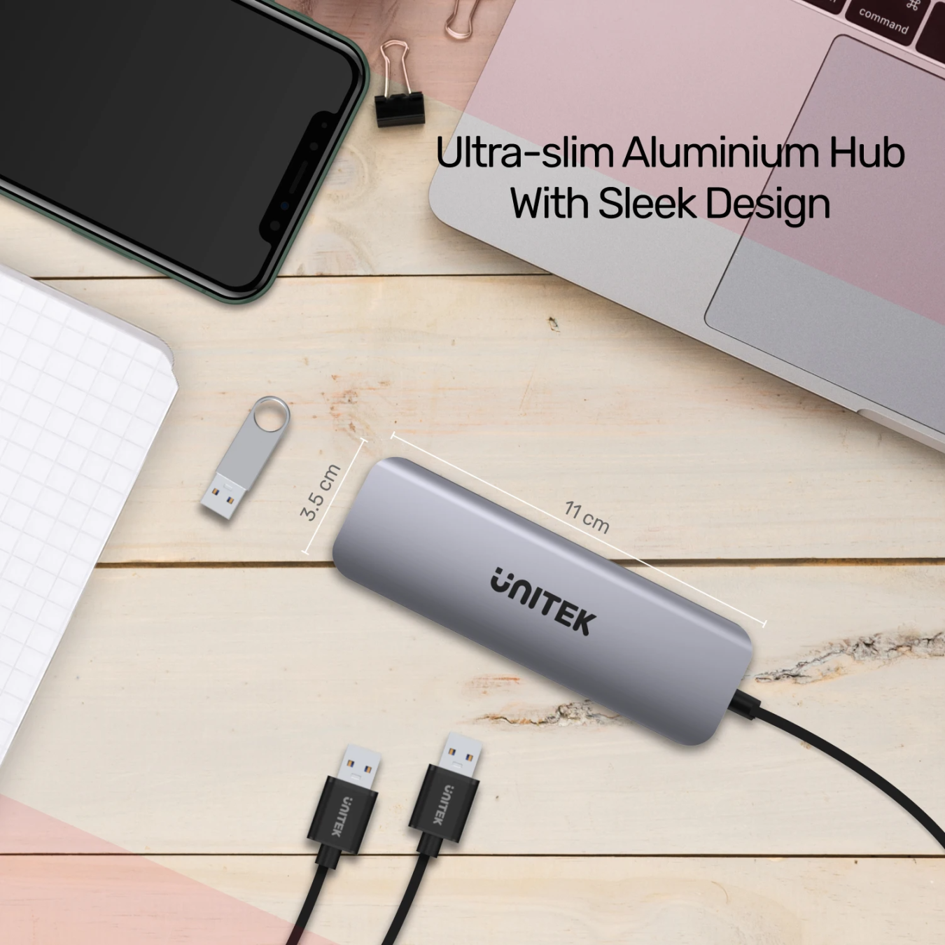 Unitek H1107C USB-C Hub – 3x USB-A 5Gbps PD100W | Armenius Store