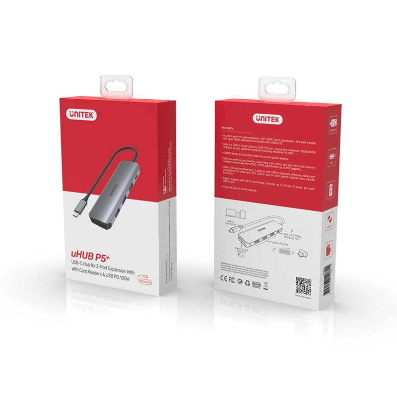 Buy Unitek Hub - H1107C - Alum Type-C Hub 3x USB3.1 SD PD100W Space Grey in Cyprus, Nicosia, Limassol, Larnaka, Pafos