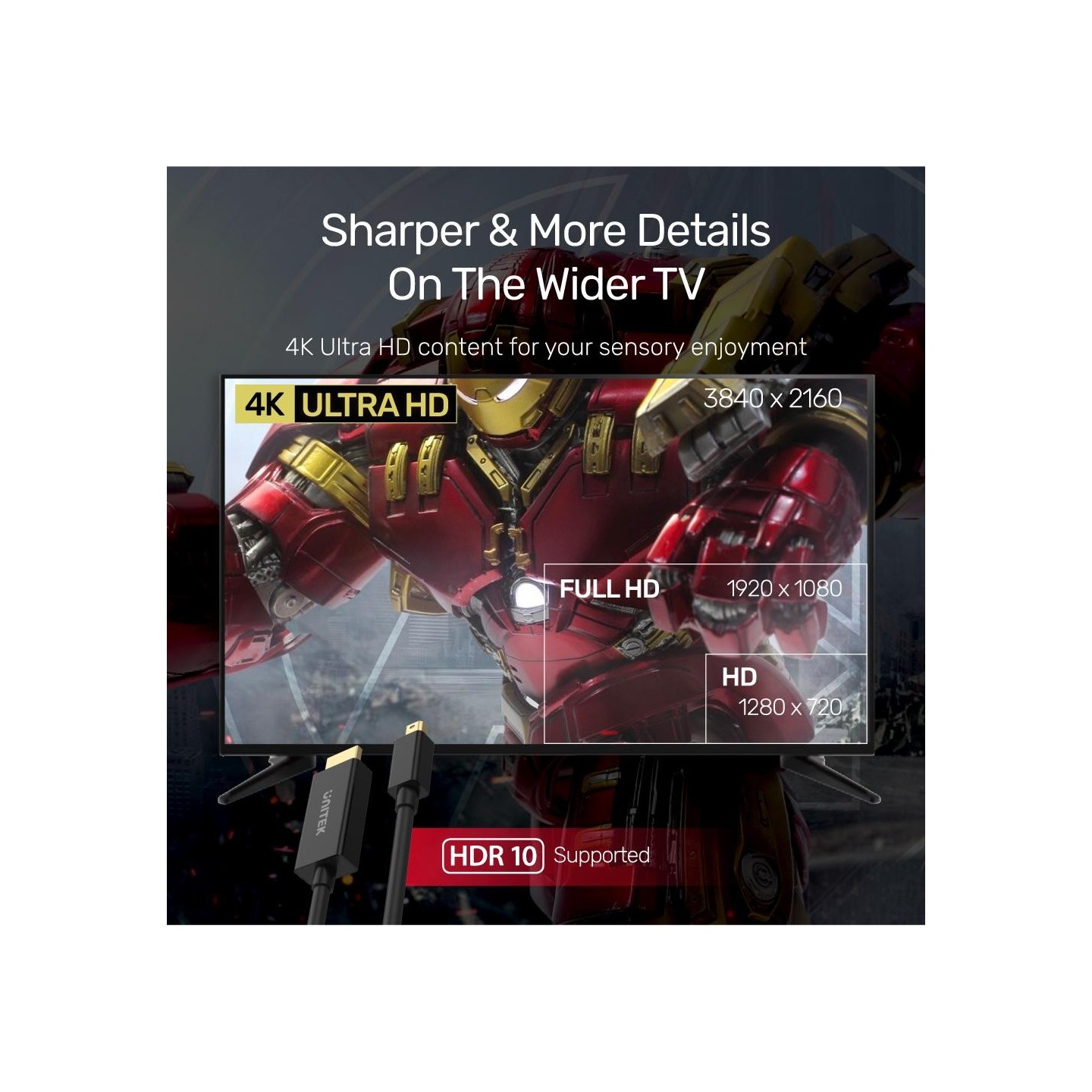 Unitek Mini DP to 4K HDMI Cable - V1152A - 2.0m — Buy in Cyprus with Fast Delivery