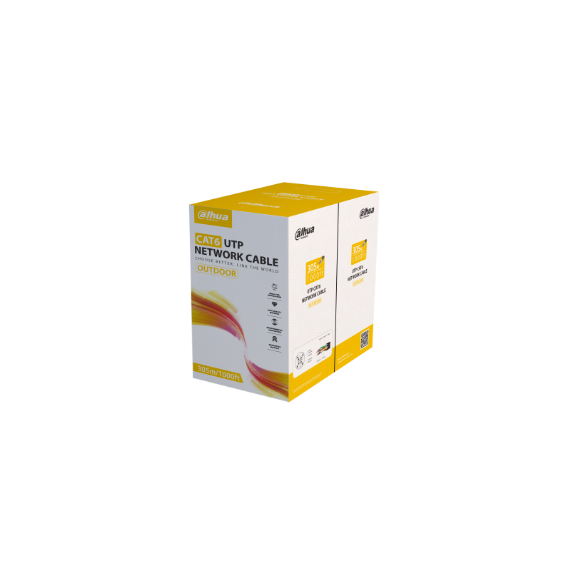 Buy Dahua CAT6 OFC Cable - PFM920-6UN - 305m 0.53mm Black Outdoor in Cyprus, Nicosia, Limassol, Larnaka, Pafos