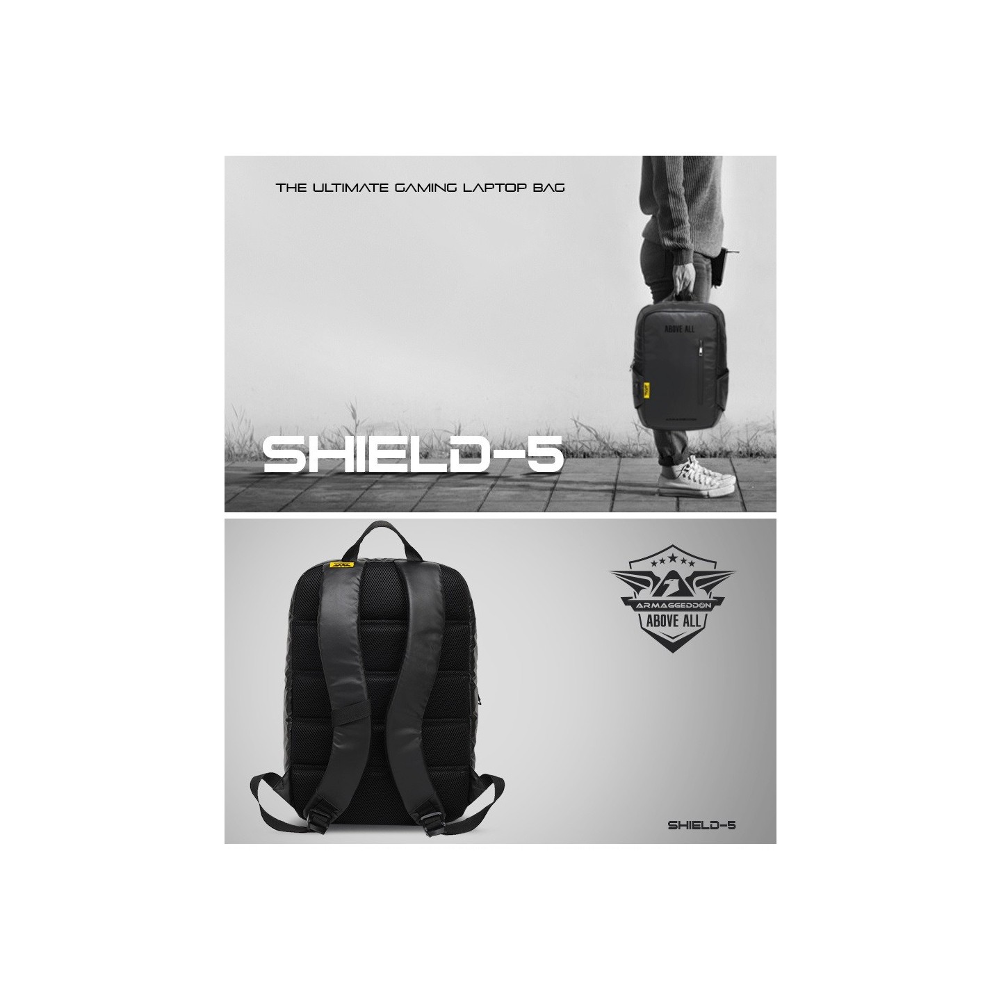 Armaggeddon Anti-Theft Gaming Bag - SHIELD 5 - Black — Buy in Cyprus with Fast Delivery