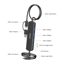 Buy Unitek USB-C Hub - U1344A - 10Gbps for Data Intercopy 3 USB-A Ports in Cyprus, Nicosia, Limassol, Larnaka, Pafos