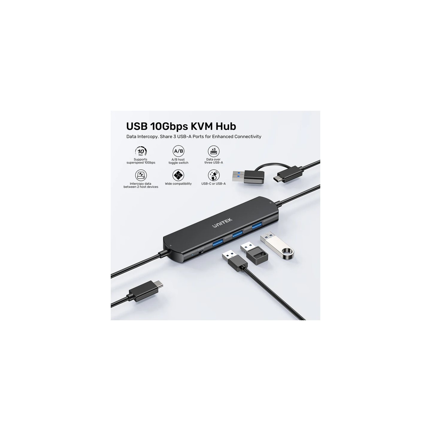 Unitek USB-C Hub - U1344A - 10Gbps for Data Intercopy 3 USB-A Ports — Buy in Cyprus with Fast Delivery