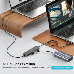 Unitek U1344A USB-C 10Gbps KVM Hub - 3 USB-A Ports Data Sharing — Armenius Store Cyprus