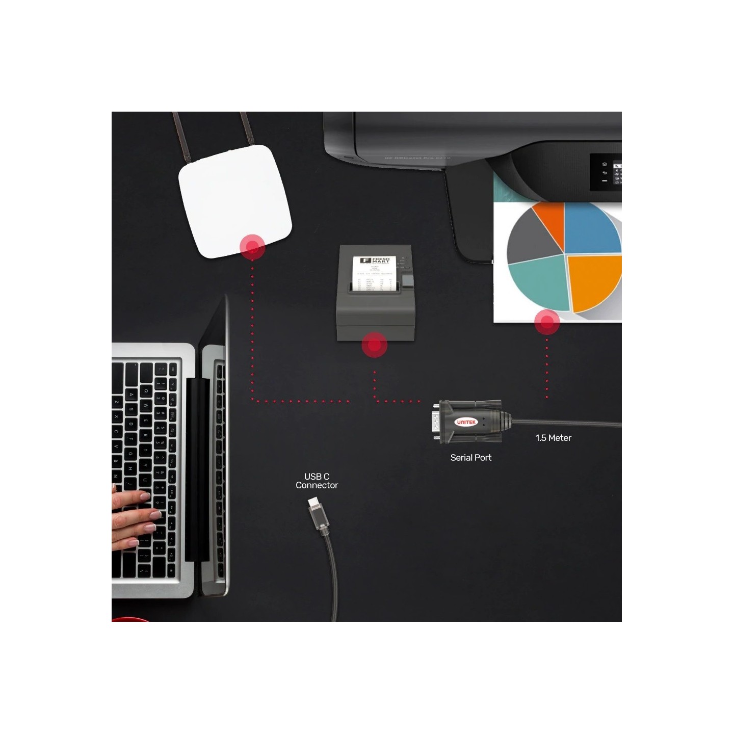 Unitek Converter USB-C 1.1 to RS232 Serial - Y-1105K - USB-C 1.1 to RS232 Serial 1.5m — Buy in Cyprus with Fast Delivery