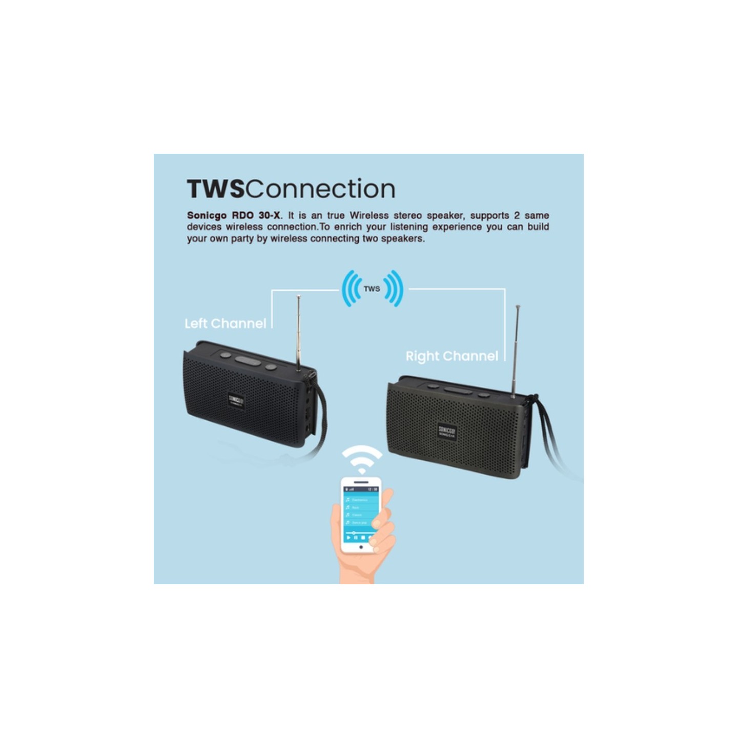 SonicGear SONICGO! Portable BT FM USB Speaker - RDO30-X - Black — Buy in Cyprus with Fast Delivery