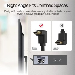Buy Unitek HC HDMI Right Angle Cable 90 Degrees 3.0m - Y-C1002 - HDMI Right Angl... in Cyprus, Nicosia, Limassol, Larnaka, Pafos
