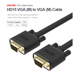 Buy Unitek VGA to VGA Cable - Y-C503G - VGA to VGA Cable 1.5m in Cyprus, Nicosia, Limassol, Larnaka, Pafos