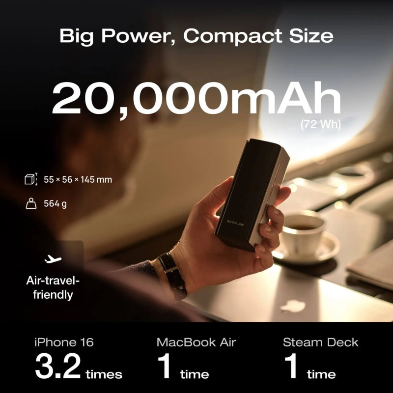 Buy EcoFlow Charge Powerbank RAPID Pro - 20000mAh 230W + 100W Built-in Cable Black in Cyprus, Nicosia, Limassol, Larnaka, Pafos