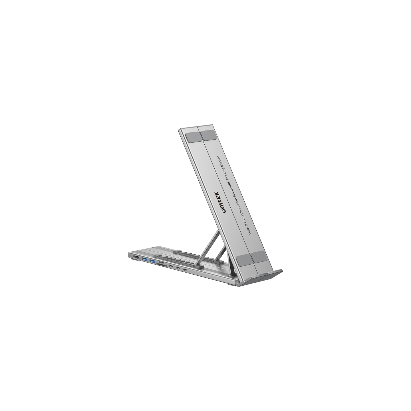 Unitek Stand for Laptop Foldable with Hub - D1137A - 2x USB-A, 1x USB-C, HDMI, SD, PD100W — Buy in Cyprus with Fast Delivery
