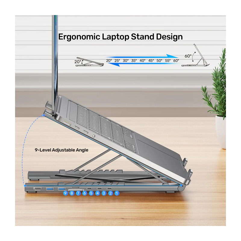 Buy Unitek Stand for Laptop Foldable with Hub - D1137A - 2x USB-A, 1x USB-C, HDM... in Cyprus, Nicosia, Limassol, Larnaka, Pafos