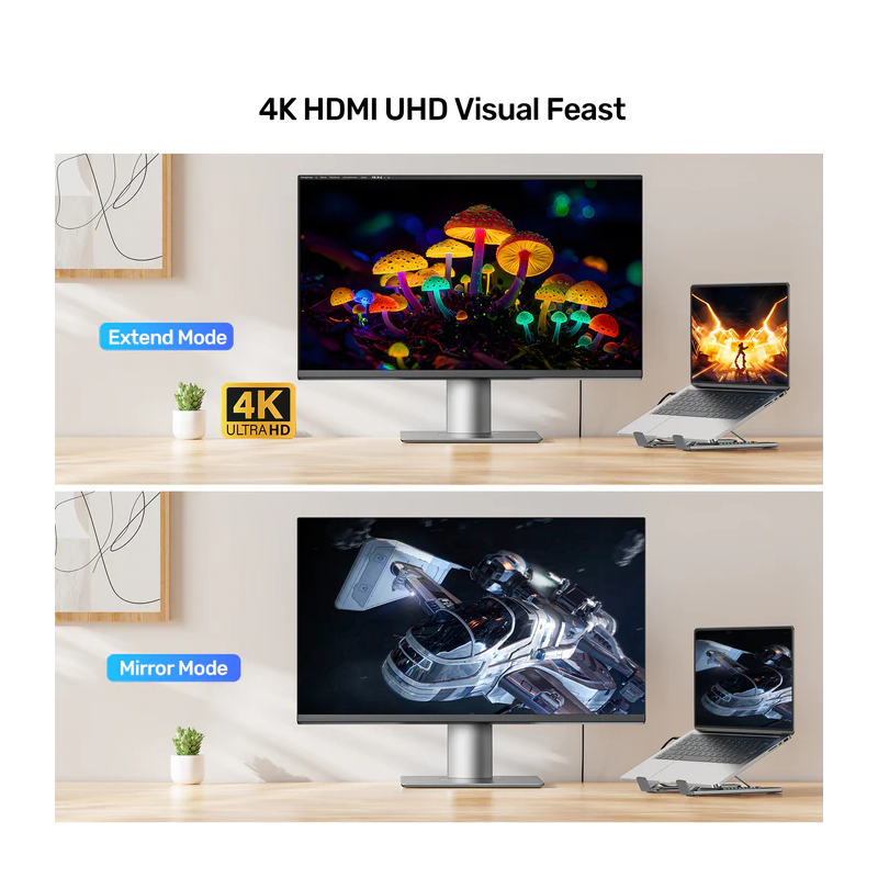 Buy Unitek Stand for Laptop Foldable with Hub - D1137A - 2x USB-A, 1x USB-C, HDM... in Cyprus, Nicosia, Limassol, Larnaka, Pafos