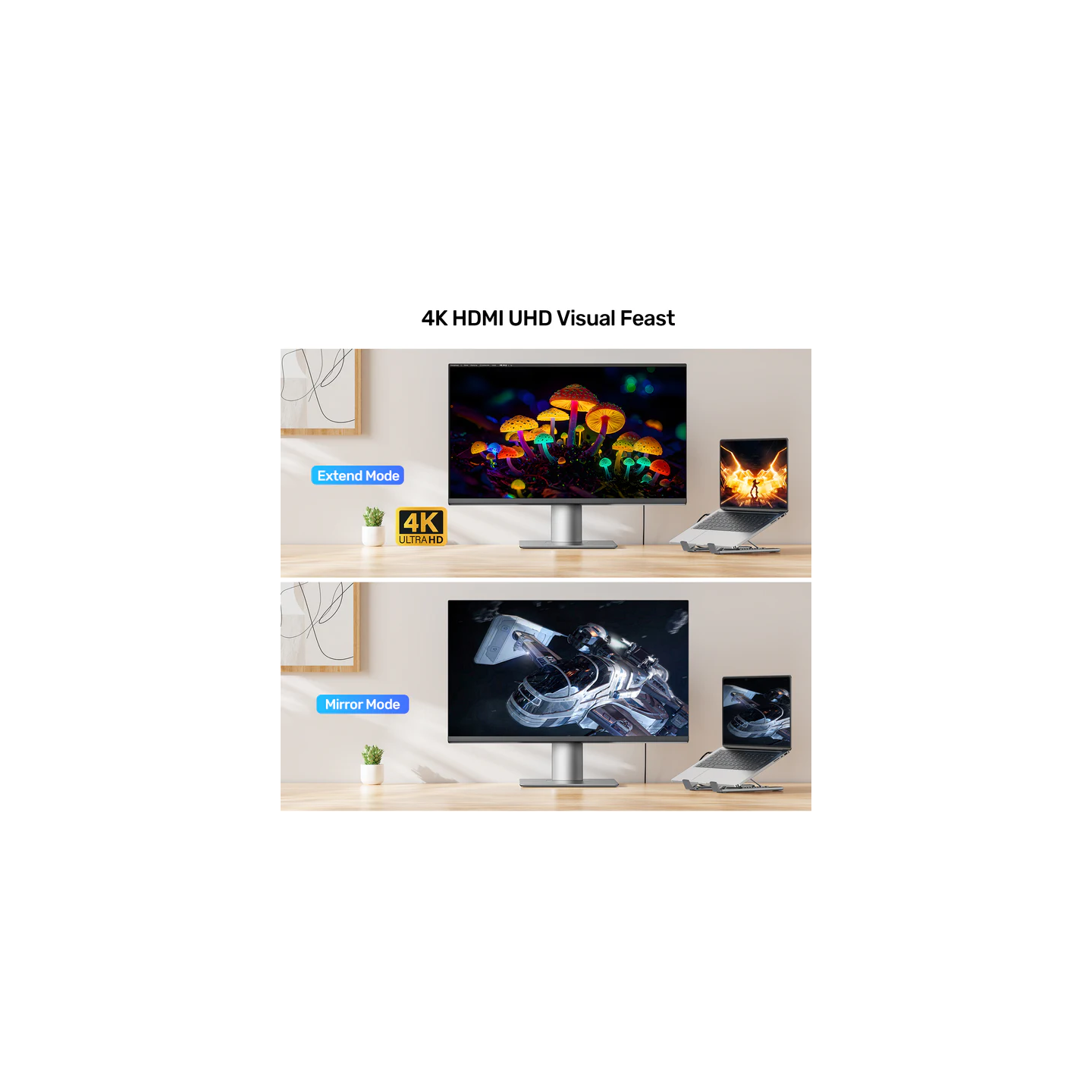 Unitek Stand for Laptop Foldable with Hub - D1137A - 2x USB-A, 1x USB-C, HDMI, SD, PD100W — Buy in Cyprus with Fast Delivery