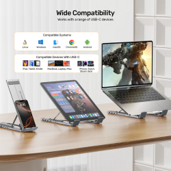 Buy Unitek Stand for Laptop Foldable with Hub - D1137A - 2x USB-A, 1x USB-C, HDM... in Cyprus, Nicosia, Limassol, Larnaka, Pafos