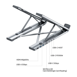 Buy Unitek Stand for Laptop Foldable with Hub - D1137A - 2x USB-A, 1x USB-C, HDM... in Cyprus, Nicosia, Limassol, Larnaka, Pafos