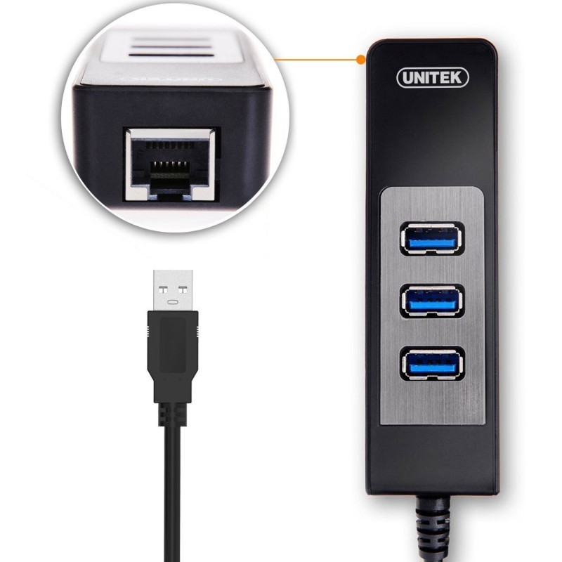 Buy Unitek USB3.0 3-Port Hub w Gigabit LAN - Y-3045C - USB3.0 3-Port Hub w Gigab... in Cyprus, Nicosia, Limassol, Larnaka, Pafos
