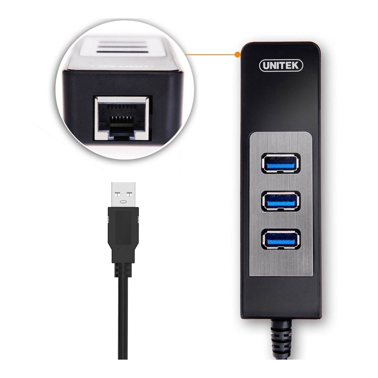 Unitek USB3.0 3-Port Hub w Gigabit LAN - Y-3045C - USB3.0 3-Port Hub w Gigabit LAN — Buy in Cyprus with Fast Delivery