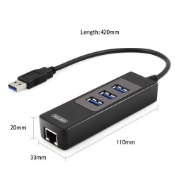 Buy Unitek USB3.0 3-Port Hub w Gigabit LAN - Y-3045C - USB3.0 3-Port Hub w Gigab... in Cyprus, Nicosia, Limassol, Larnaka, Pafos