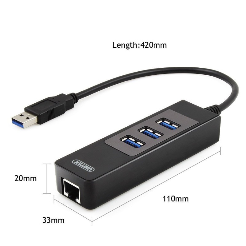 Buy Unitek USB3.0 3-Port Hub w Gigabit LAN - Y-3045C - USB3.0 3-Port Hub w Gigab... in Cyprus, Nicosia, Limassol, Larnaka, Pafos