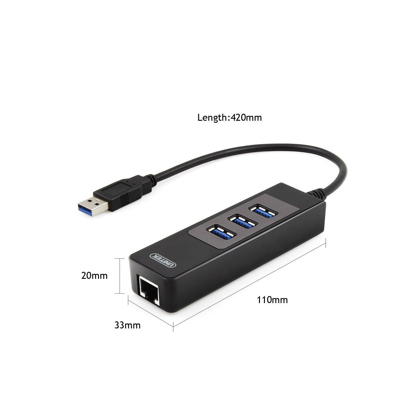 Unitek USB3.0 3-Port Hub w Gigabit LAN - Y-3045C - USB3.0 3-Port Hub w Gigabit LAN — Buy in Cyprus with Fast Delivery