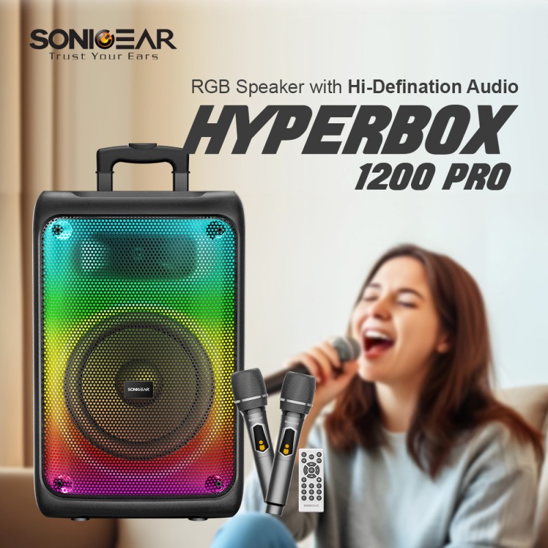 Buy SonicGear Portable Karaoke Speaker - HYPERBOX 1200 Pro - 12'' 110W TWS BT US... in Cyprus, Nicosia, Limassol, Larnaka, Pafos