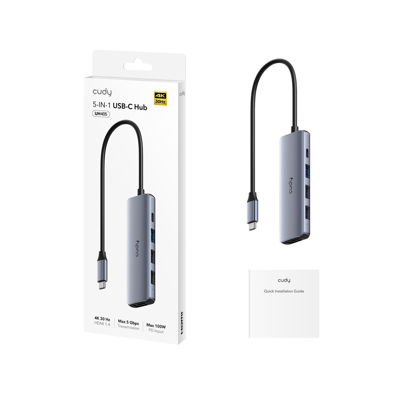 Cudy UH405 USB-C Hub – 4K HDMI PD100W | Armenius Store