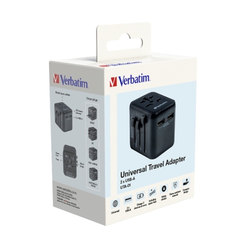 Buy Verbatim Travel Charger & Adaptor - UTA-01 - World to World 12W in Cyprus, Nicosia, Limassol, Larnaka, Pafos