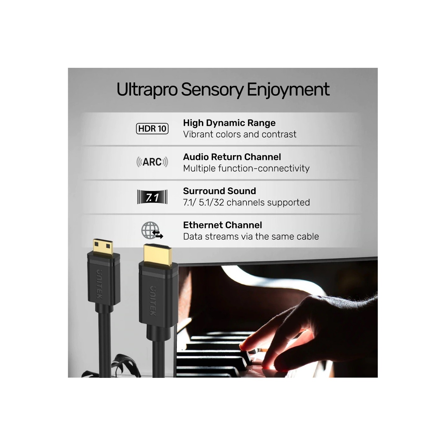 Unitek HC Micro HDMI to HDMI Cable - Y-C182 - 2.0m — Buy in Cyprus with Fast Delivery