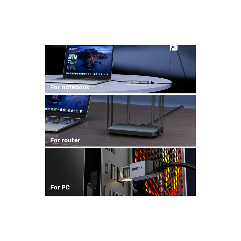 Unitek Network Patch Cable - C18149A-8M - CAT8 Black 8.0m — Buy in Cyprus with Fast Delivery