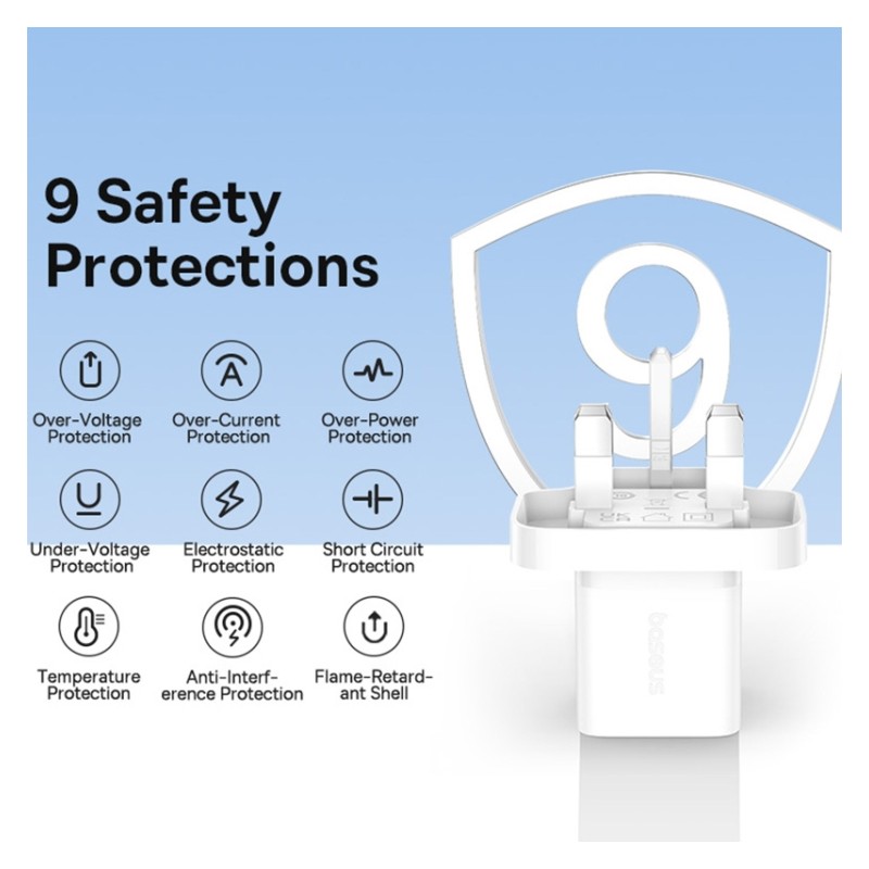 Buy Baseus Charger Wall - GaN5 - 30W USB-C UK MINI White in Cyprus, Nicosia, Limassol, Larnaka, Pafos