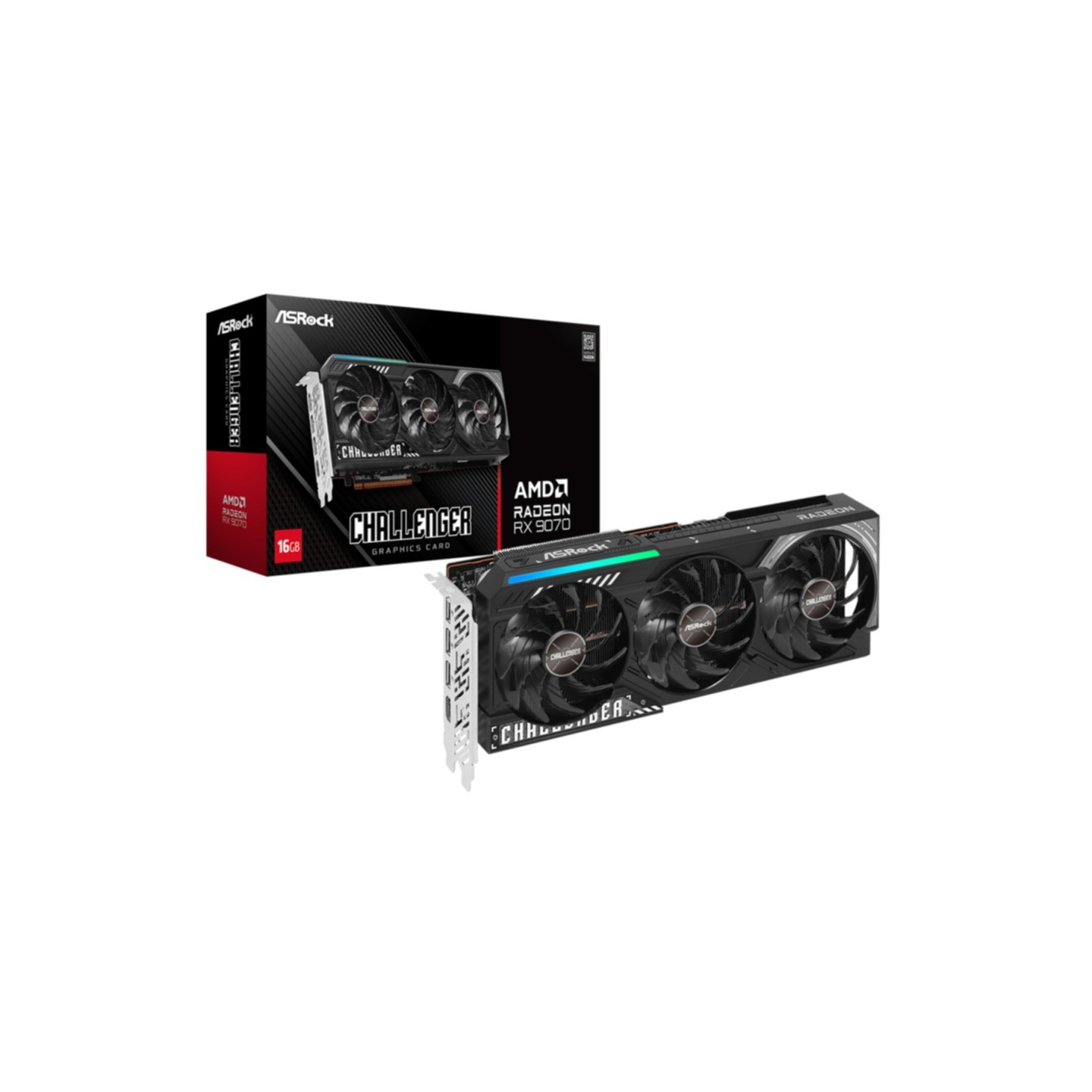 ASRock Radeon RX 9070 Challenger 16GB - Boost 2520 MHz, Triple-Fan, Metal Backplate (Boxed) — Buy in Cyprus with Fast Delivery