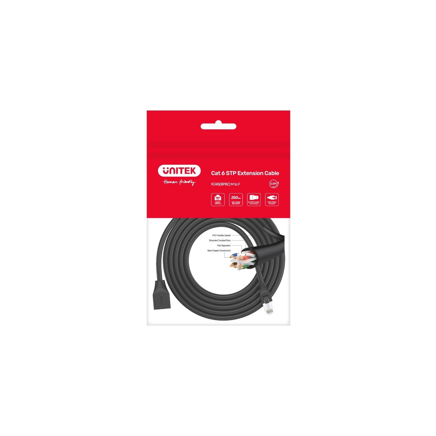 Unitek CAT6 M-F Extension Cable 1.0m - C1896BK-1M - CAT6 M-F Extension Cable 1.0m — Buy in Cyprus with Fast Delivery