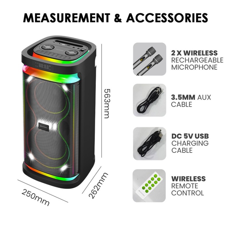 Buy SonicGear Portable Karaoke Speaker - BBX1300 - 2 x 6.5'' BT USB RGB 2x Mics ... in Cyprus, Nicosia, Limassol, Larnaka, Pafos