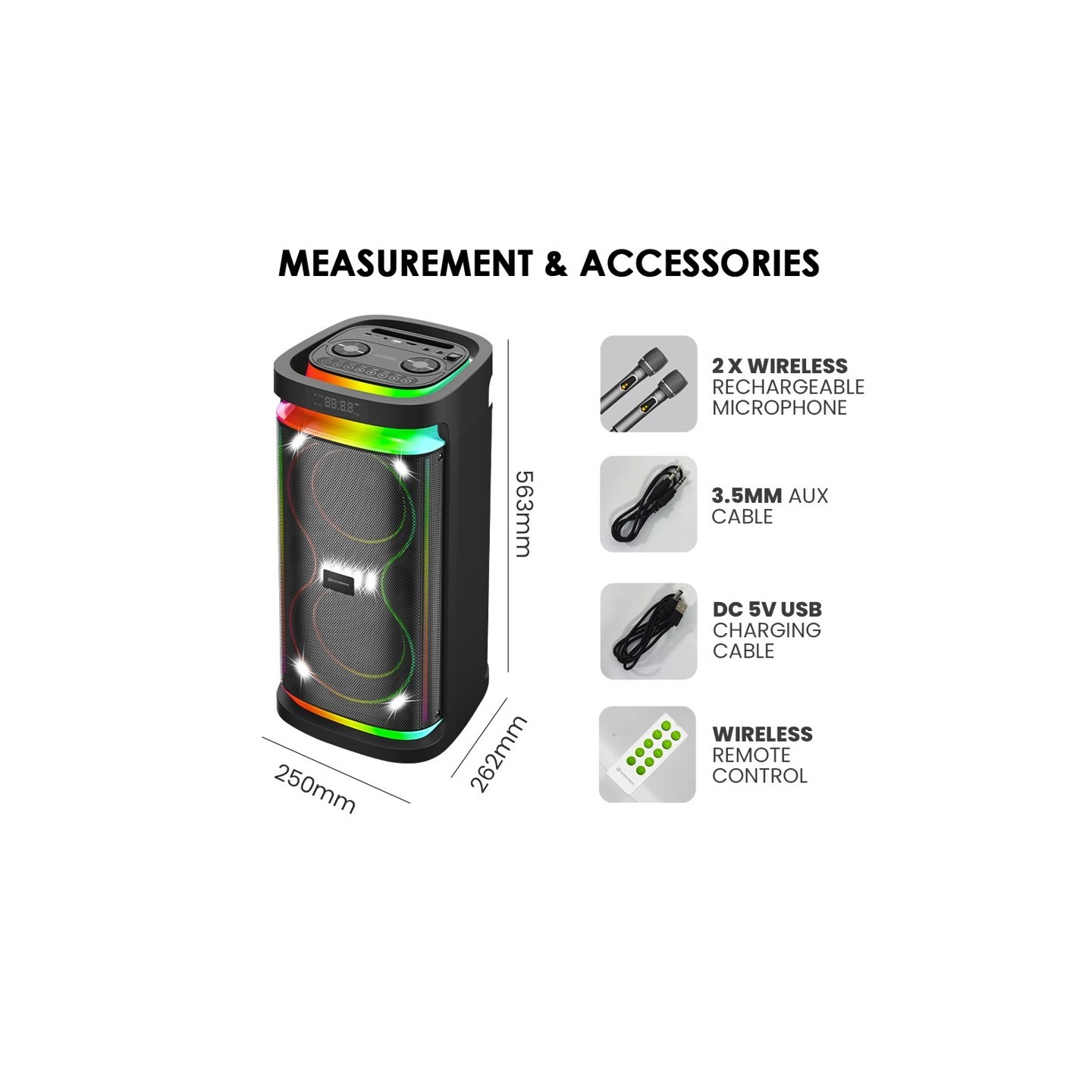 SonicGear Portable Karaoke Speaker - BBX1300 - 2 x 6.5'' BT USB RGB 2x Mics Audiobox — Buy in Cyprus with Fast Delivery