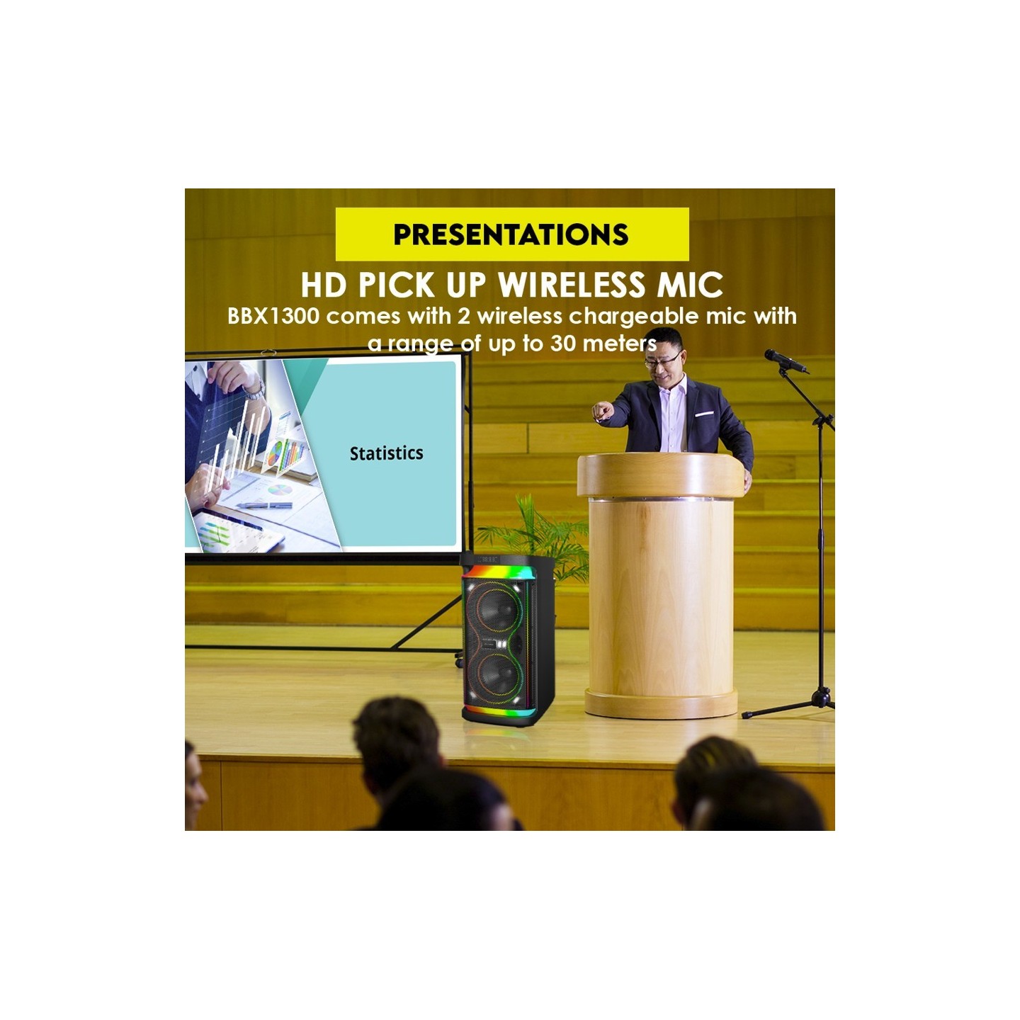 SonicGear Portable Karaoke Speaker - BBX1300 - 2 x 6.5'' BT USB RGB 2x Mics Audiobox — Buy in Cyprus with Fast Delivery