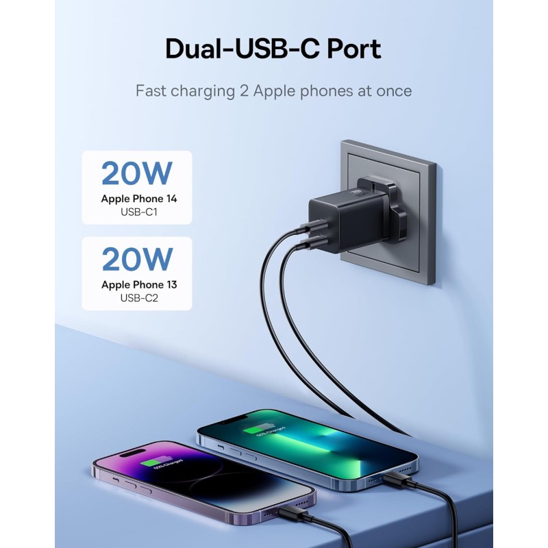 Buy Baseus Charger - GaN5 - Wall 40W USB-Cx2 UK MINI Black in Cyprus, Nicosia, Limassol, Larnaka, Pafos