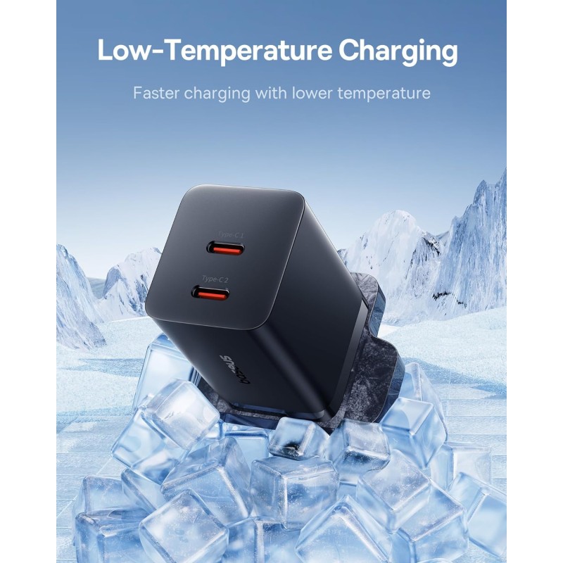 Buy Baseus Charger - GaN5 - Wall 40W USB-Cx2 UK MINI Black in Cyprus, Nicosia, Limassol, Larnaka, Pafos