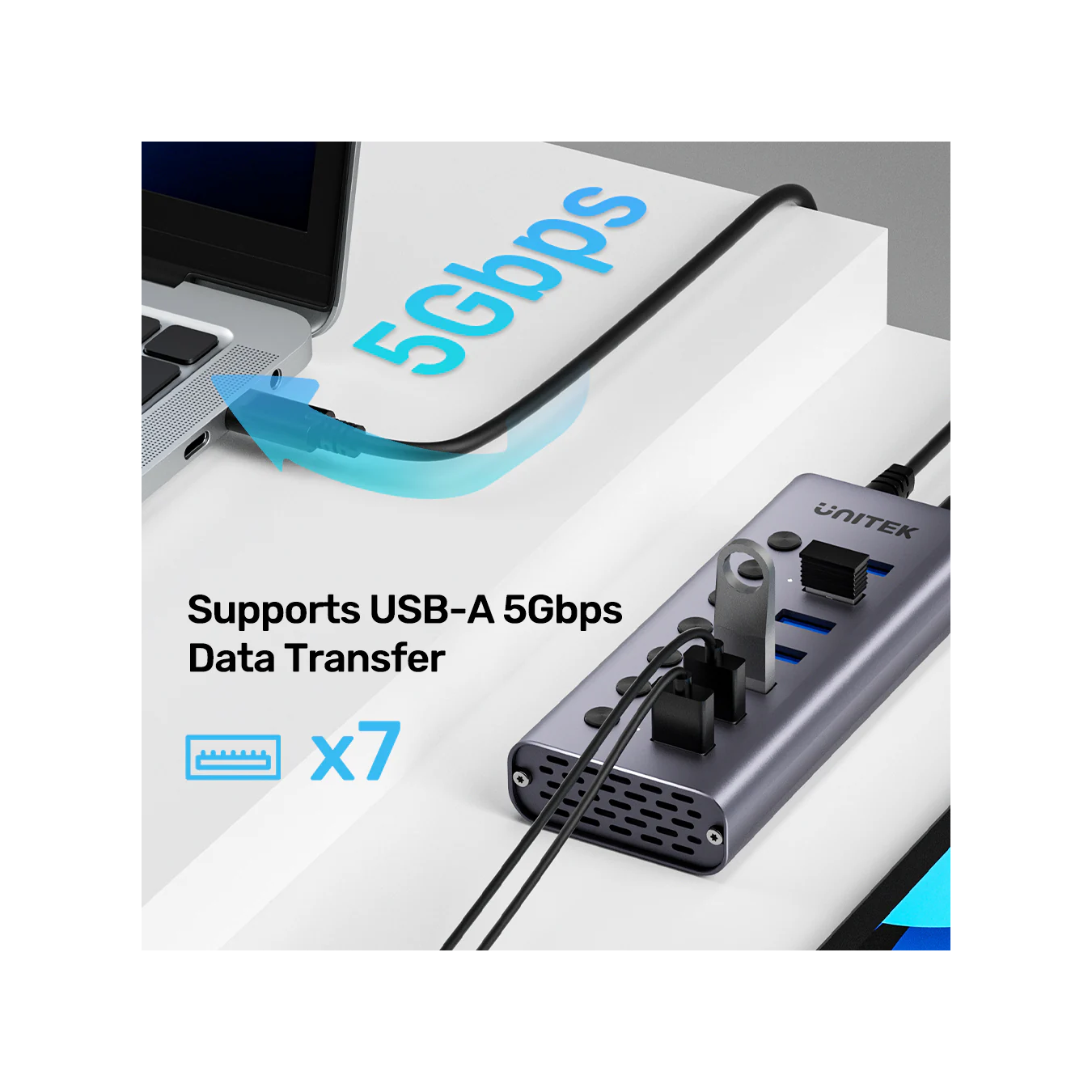 Unitek H1314A USB-C Hub – 7x USB-A 5Gbps | Armenius Store