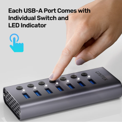 Unitek H1314A 7-Port USB 3.0 Hub w/ Switches & 12V/2A Adapter — Armenius Store Cyprus