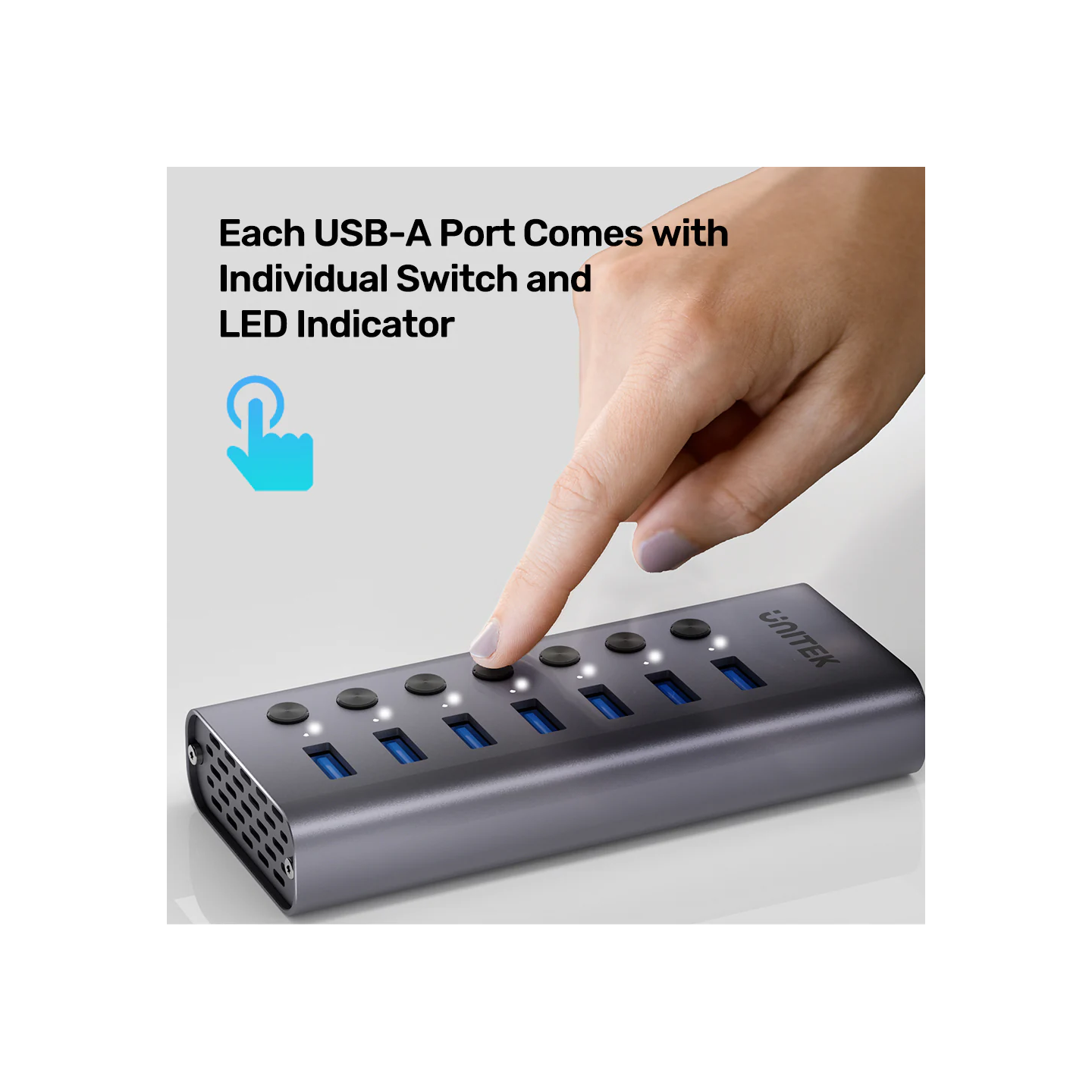 Unitek USB-C Hub - H1314A - 7xUSB-A Power Switch 12V2A — Buy in Cyprus with Fast Delivery