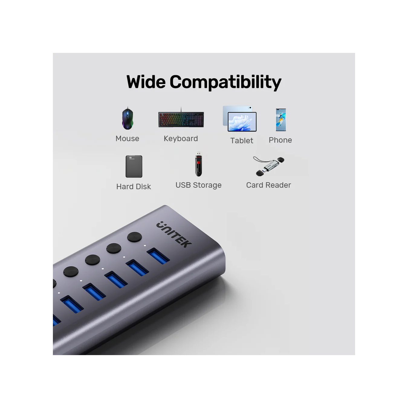 Unitek H1314A USB-C Hub – 7x USB-A 5Gbps | Armenius Store