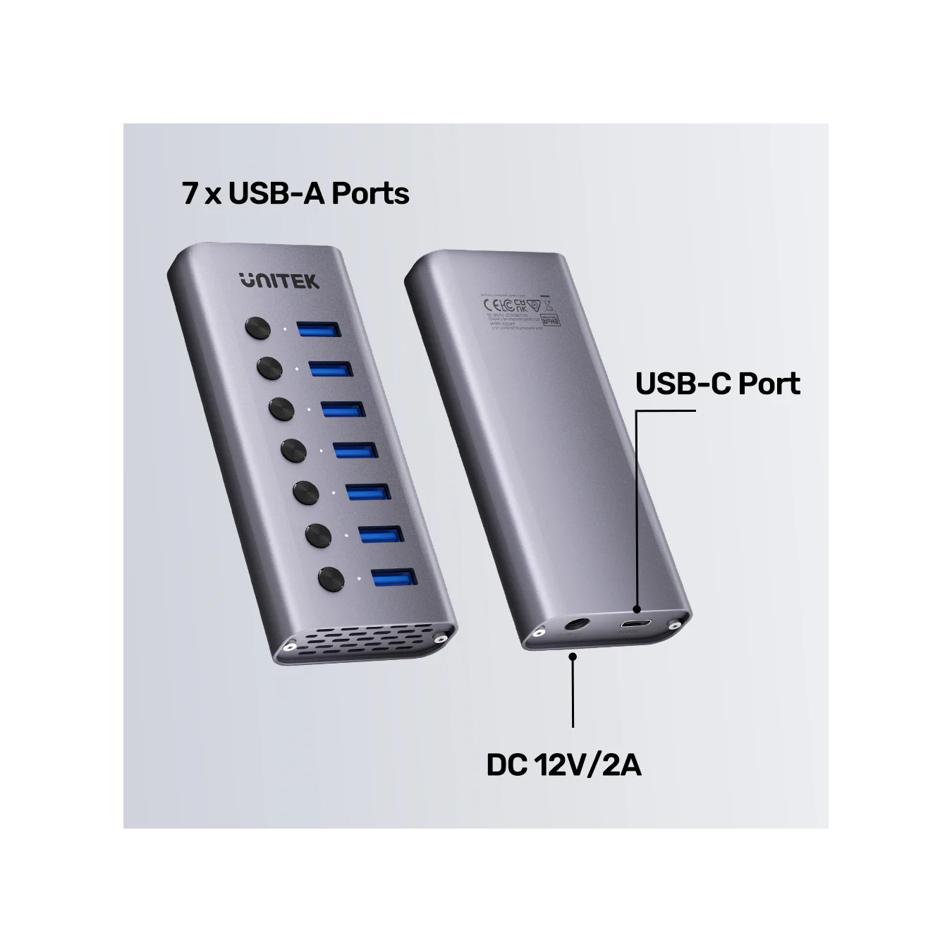 Unitek H1314A USB-C Hub – 7x USB-A 5Gbps | Armenius Store