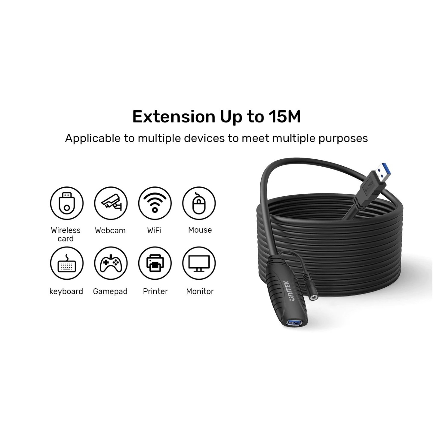 Unitek UCE USB-A 3.0 Active Extension - Y-3003C - USB-A 3.0 Active Extension 15.0m — Buy in Cyprus with Fast Delivery