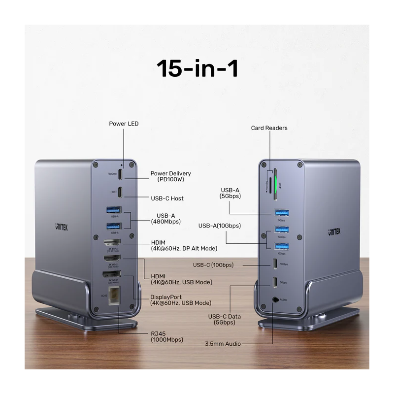 Buy Unitek 15in1 USB-C Hub - D1135A - Supports Macbook M1 Triple 4K Displays PD1... in Cyprus, Nicosia, Limassol, Larnaka, Pafos