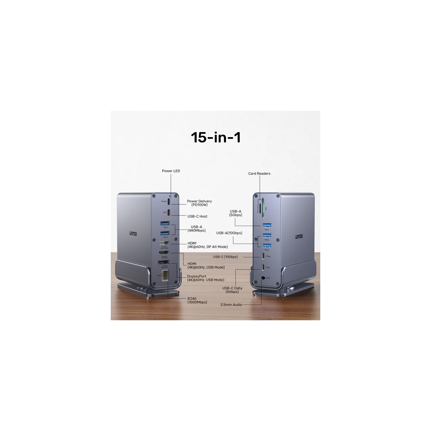 Unitek D1135A 15in1 USB-C Hub Triple 4K Mac M1 Support PD100W — Armenius Store Cyprus