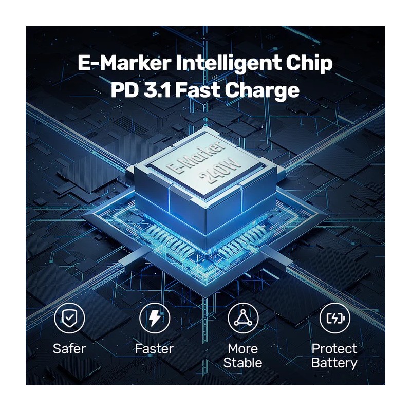 Buy Unitek MC USB-C Cable - C14110GY-2M - PD240W USB3.1 E-Marker 2.0m in Cyprus, Nicosia, Limassol, Larnaka, Pafos